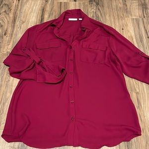 Maroon button down blouse